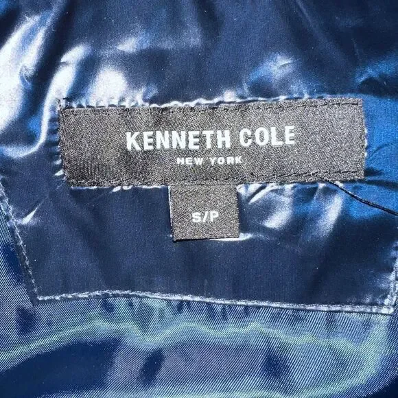Kenneth Cole Hidden-Hood Quilted Puffer Coat Sapphire Blue Small New - Picture 6 of 9